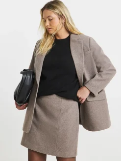Simply Be Grey Wool Look Tailored Mini Skirt