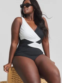 Simply Be Mono Magisculpt Illusion Longer Length Swimsuit