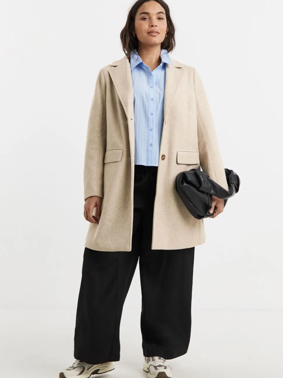 Simply Be Natural Longline Faux Wool Coat
