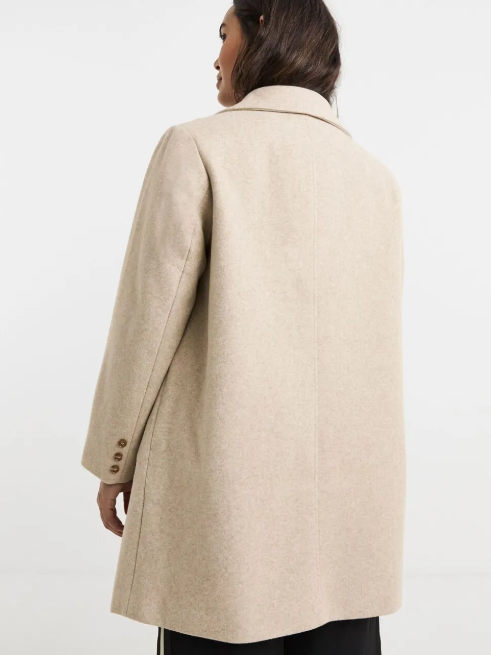 Simply Be Natural Longline Faux Wool Coat