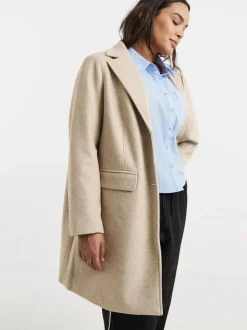 Simply Be Natural Longline Faux Wool Coat