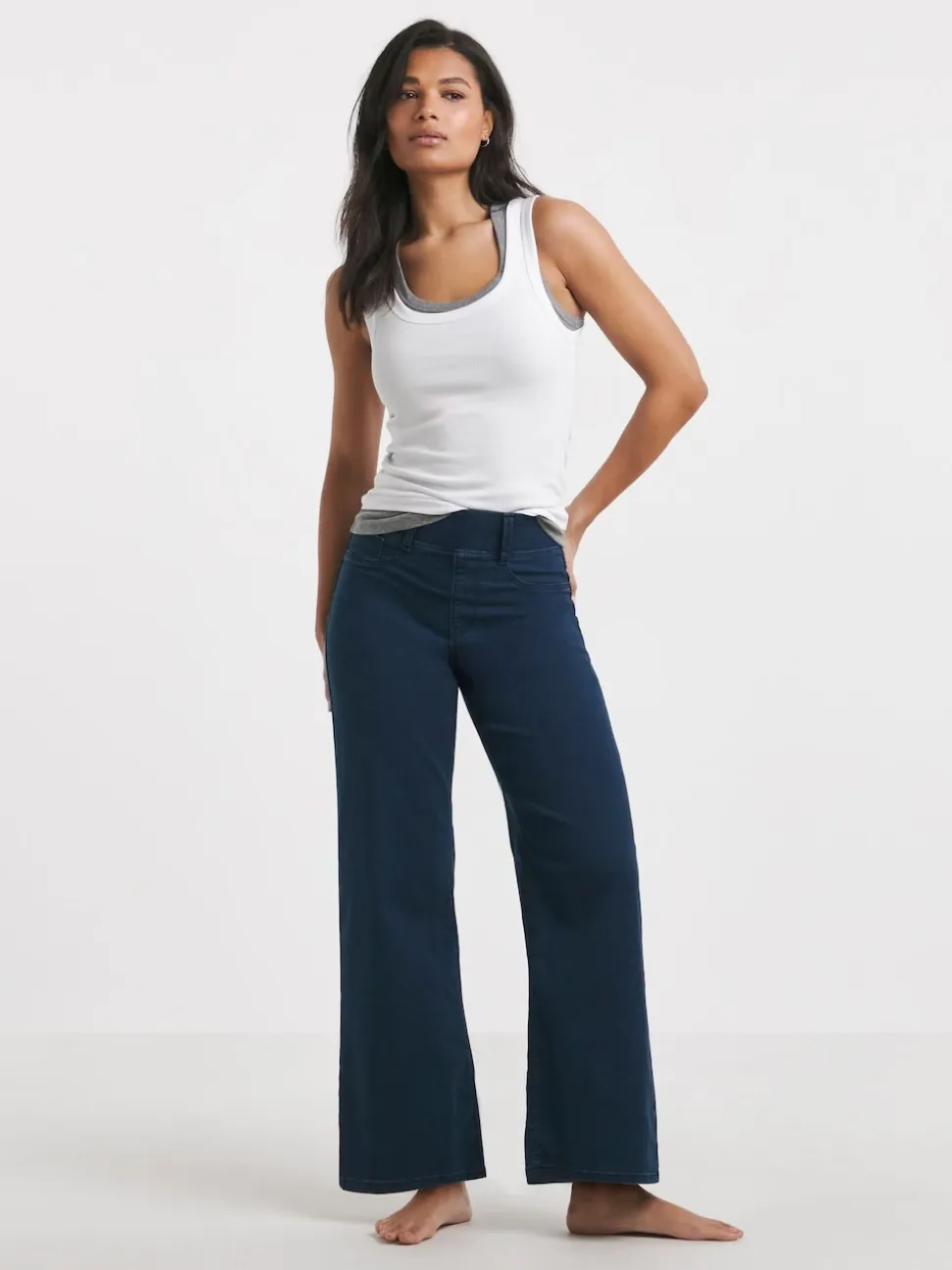 Simply Be Navy Blue Wide Leg Jeggings