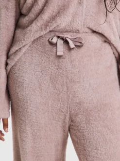Simply Be Pink Ribbed Wide Leg Joggers