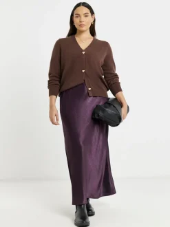 Simply Be Purple Satin Maxi Skirt