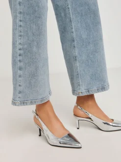 Simply Be Silver Extra Wide Fit Slingback Court Shoes
