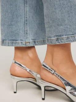 Simply Be Silver Extra Wide Fit Slingback Court Shoes