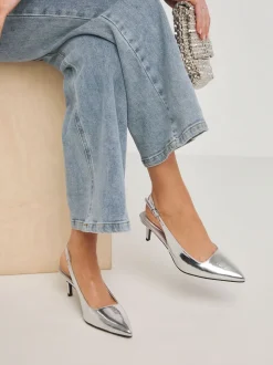 Simply Be Silver Extra Wide Fit Slingback Court Shoes