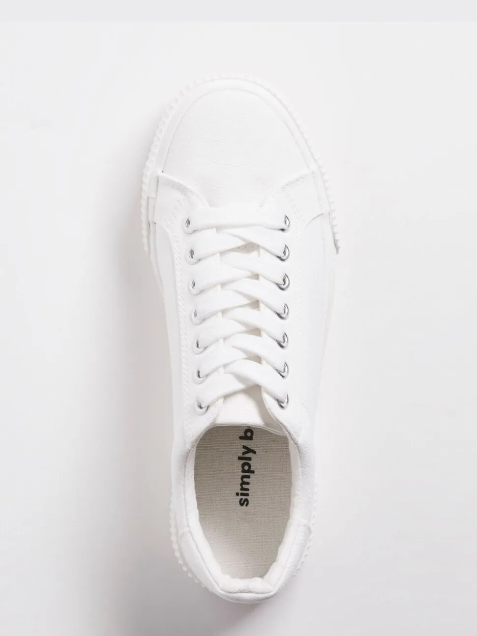 Simply Be White Wide Fit Canvas Chunky Ribbed Sole Trainers