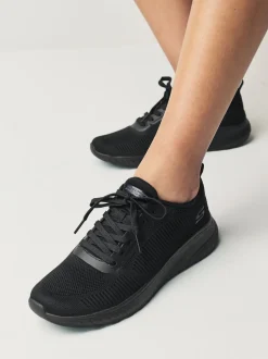 Skechers Black Chrome Womens Bobs Squad Chaos Face Off Trainers