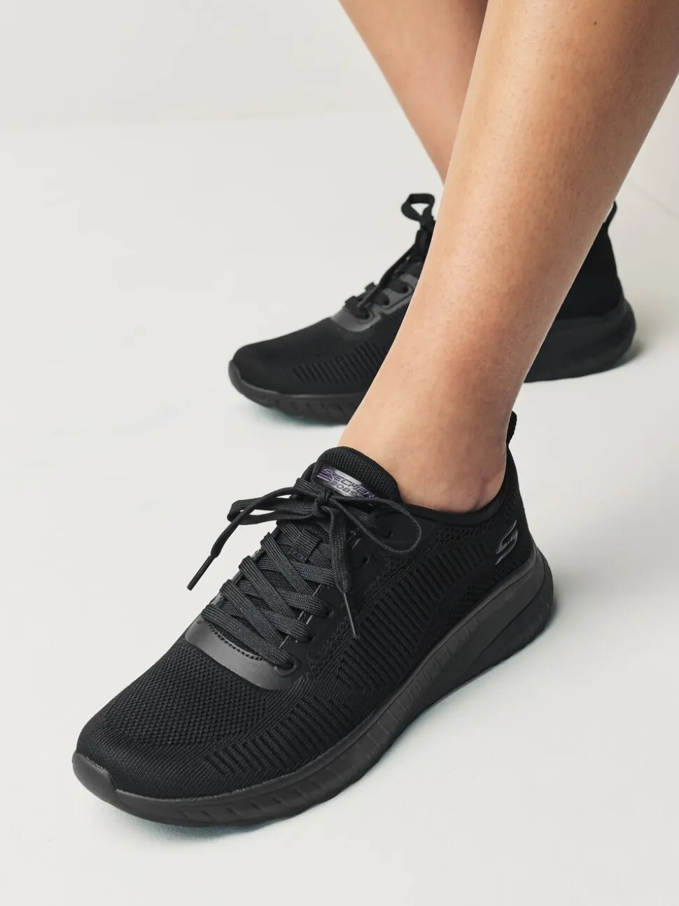 Skechers Black Chrome Womens Bobs Squad Chaos Face Off Trainers