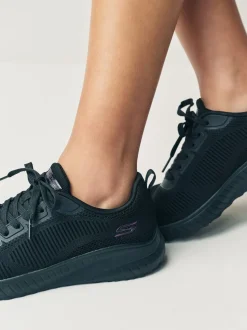 Skechers Black Chrome Womens Bobs Squad Chaos Face Off Trainers