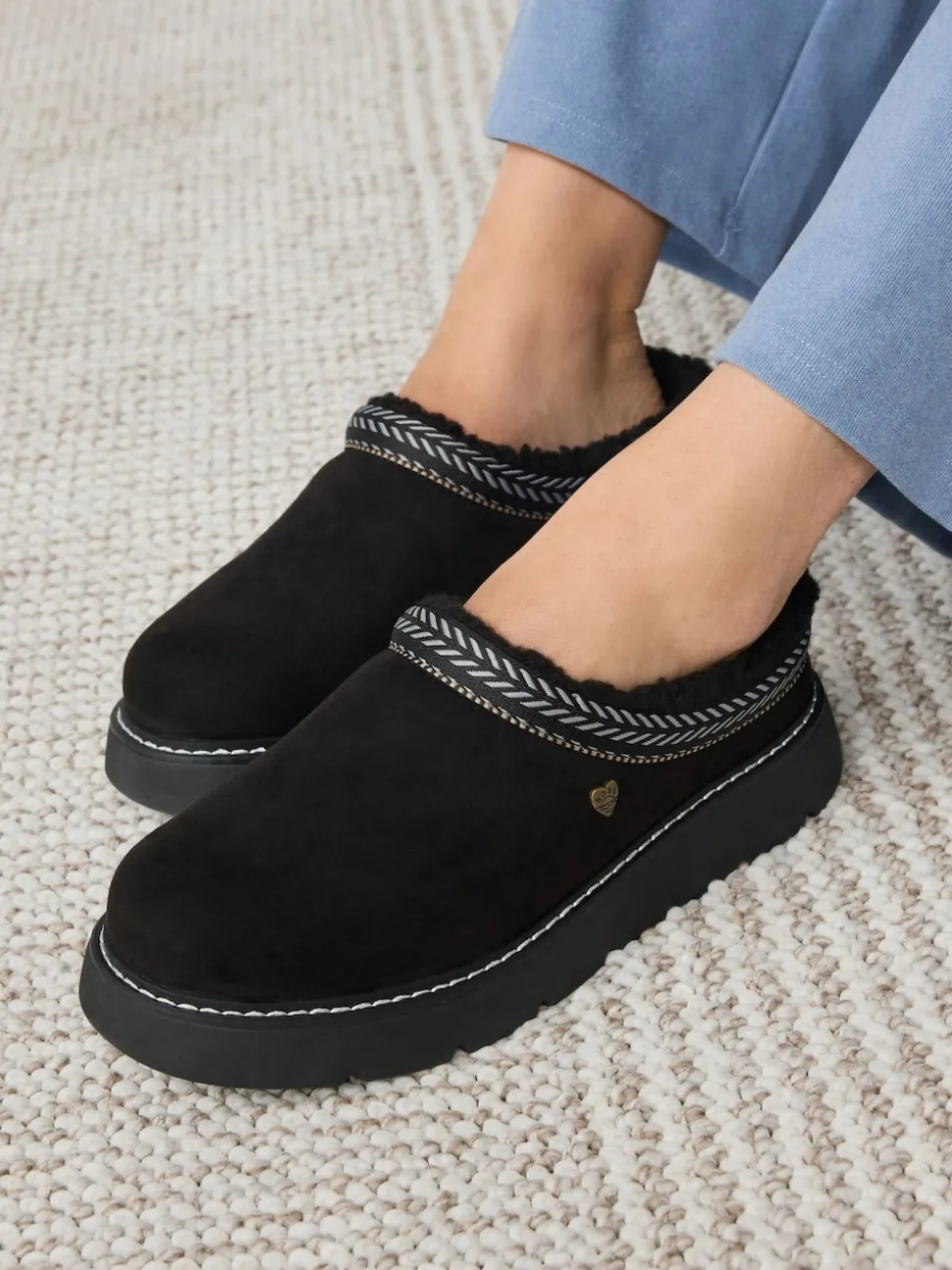 Skechers Black Keepsakes Lite Cozy Fest Slippers