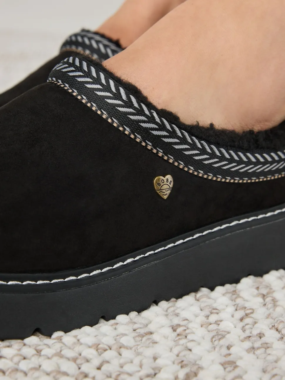 Skechers Black Keepsakes Lite Cozy Fest Slippers