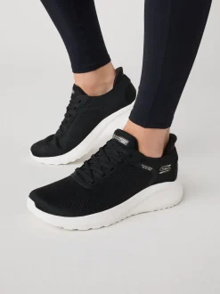 Skechers Black/ White BOBS Sport Squad Chaos Slip In Trainers