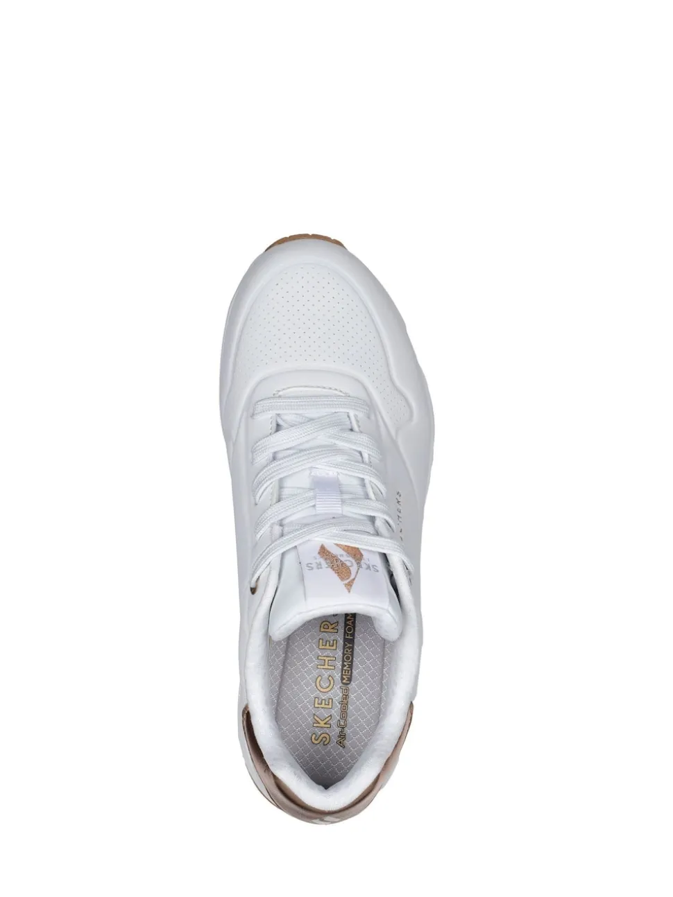Skechers Cotton White Golden Womens Standard Fit Uno Trainers