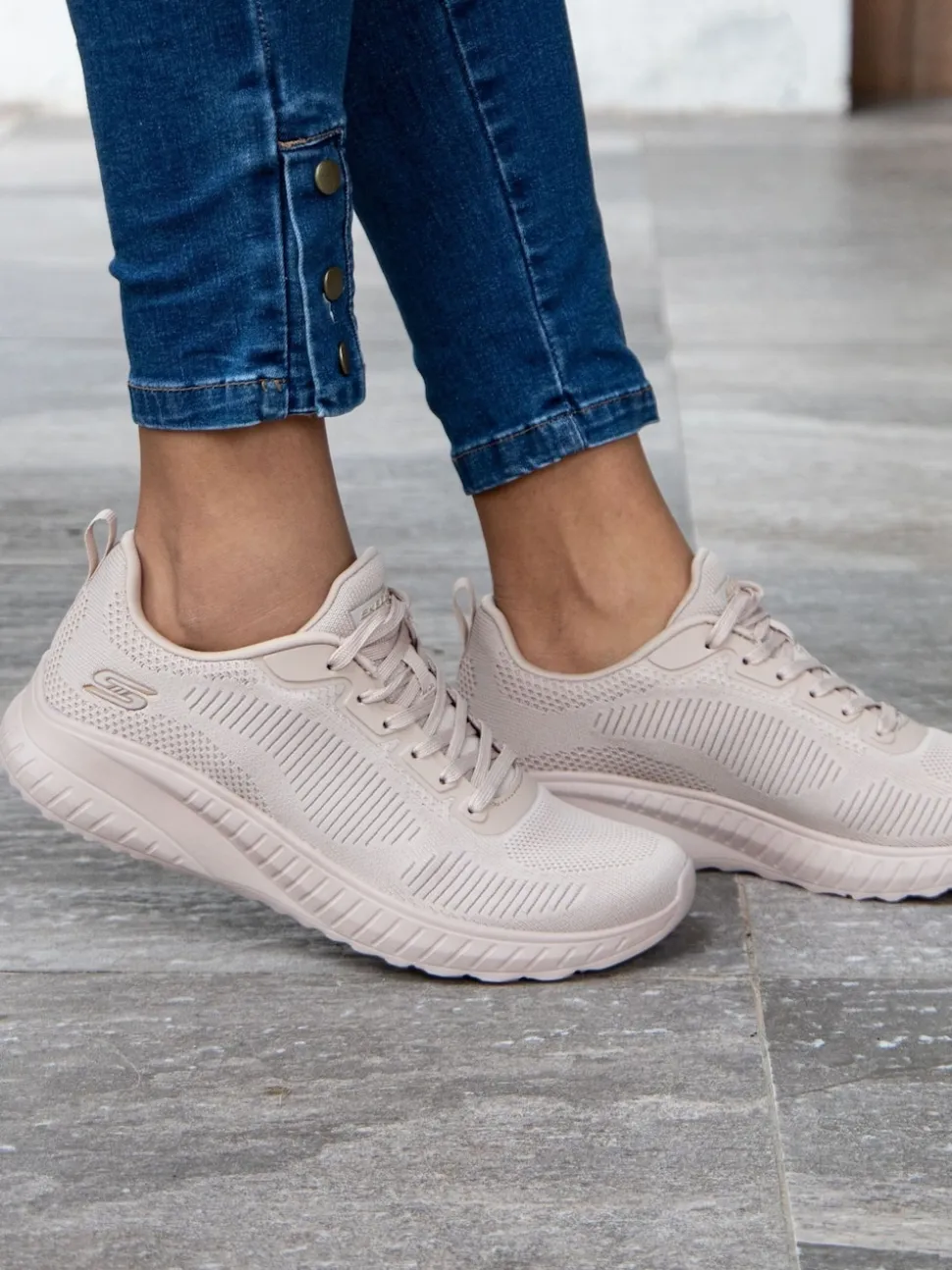 Skechers Natural Womens Bobs Squad Chaos Face Off Trainers