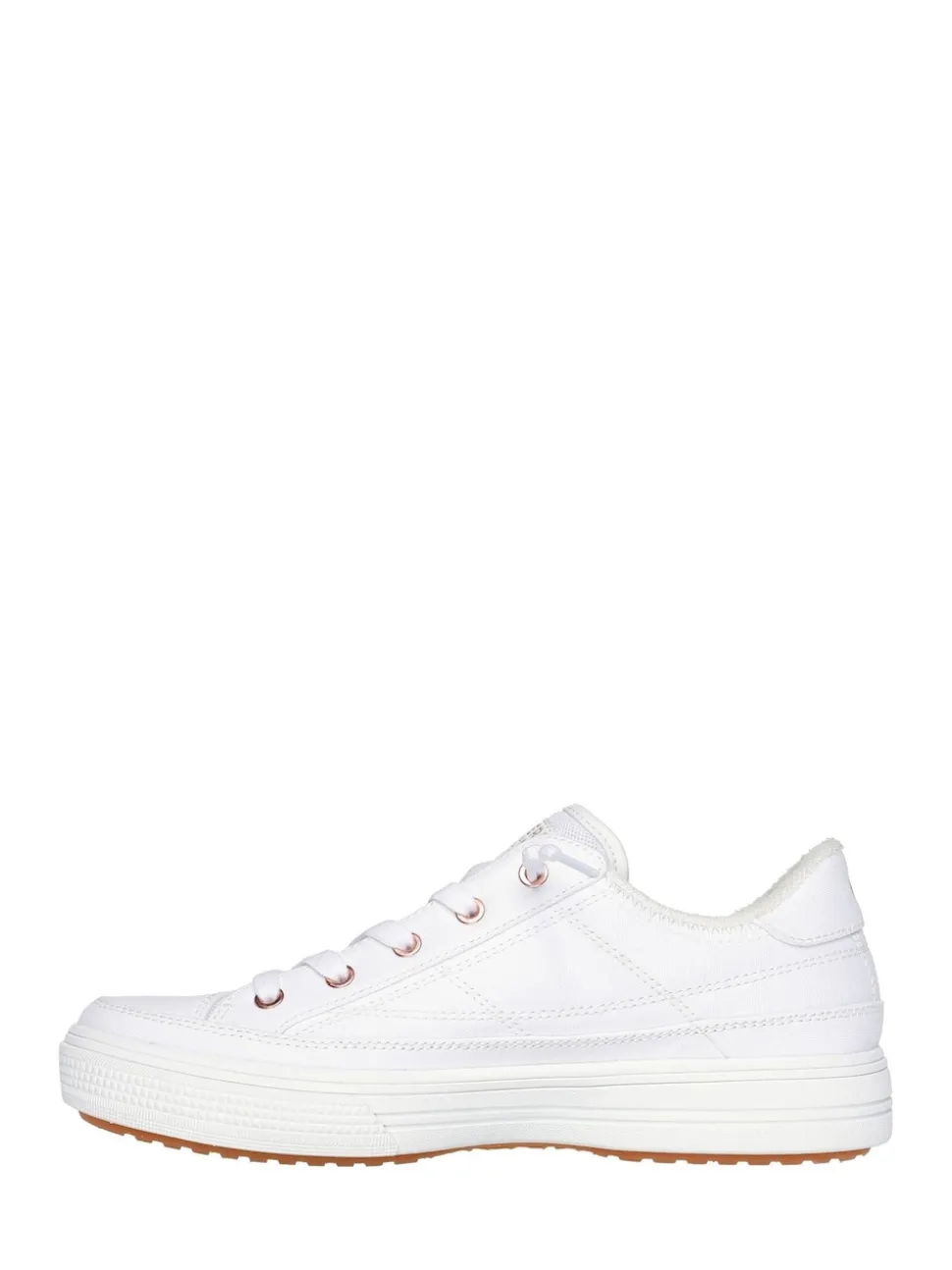 Skechers White Canvas Standard Fit Arch Fit Arcade Womens Trainers