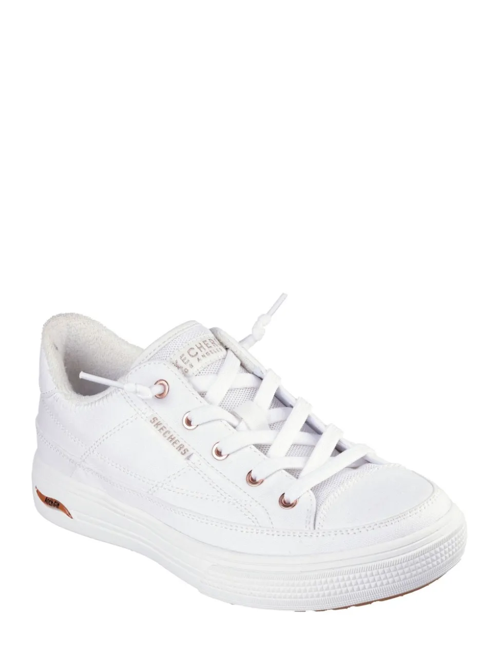 Skechers White Canvas Standard Fit Arch Fit Arcade Womens Trainers