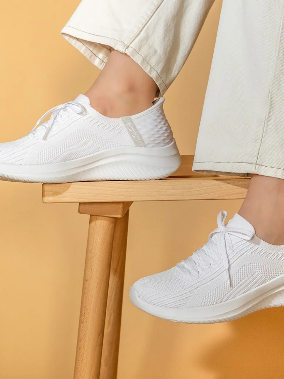 Skechers White Slip-ins: Ultra Flex 3.0 Brilliant Trainers