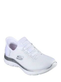 Skechers White Wide Fit Slip-ins Summits Diamond Dream Trainers