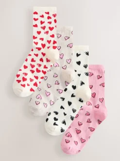 Sketchy Heart Ankle Socks 4 Pack