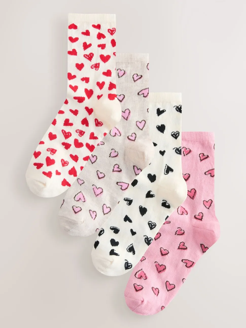 Sketchy Heart Ankle Socks 4 Pack
