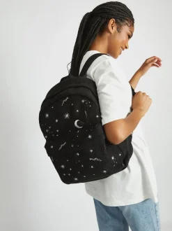 Skinnydip Black Celestial Silver Cord Backpack