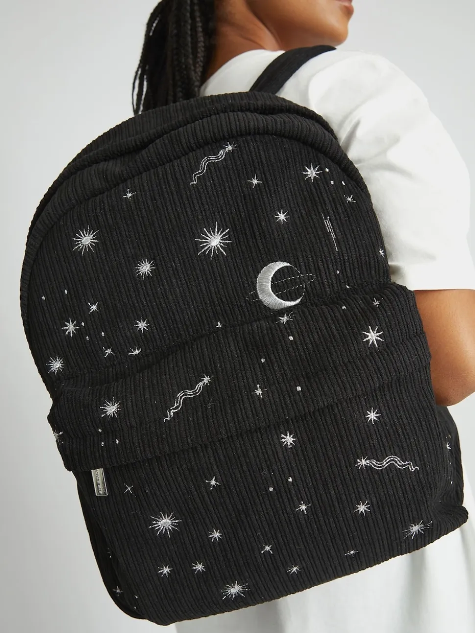 Skinnydip Black Celestial Silver Cord Backpack
