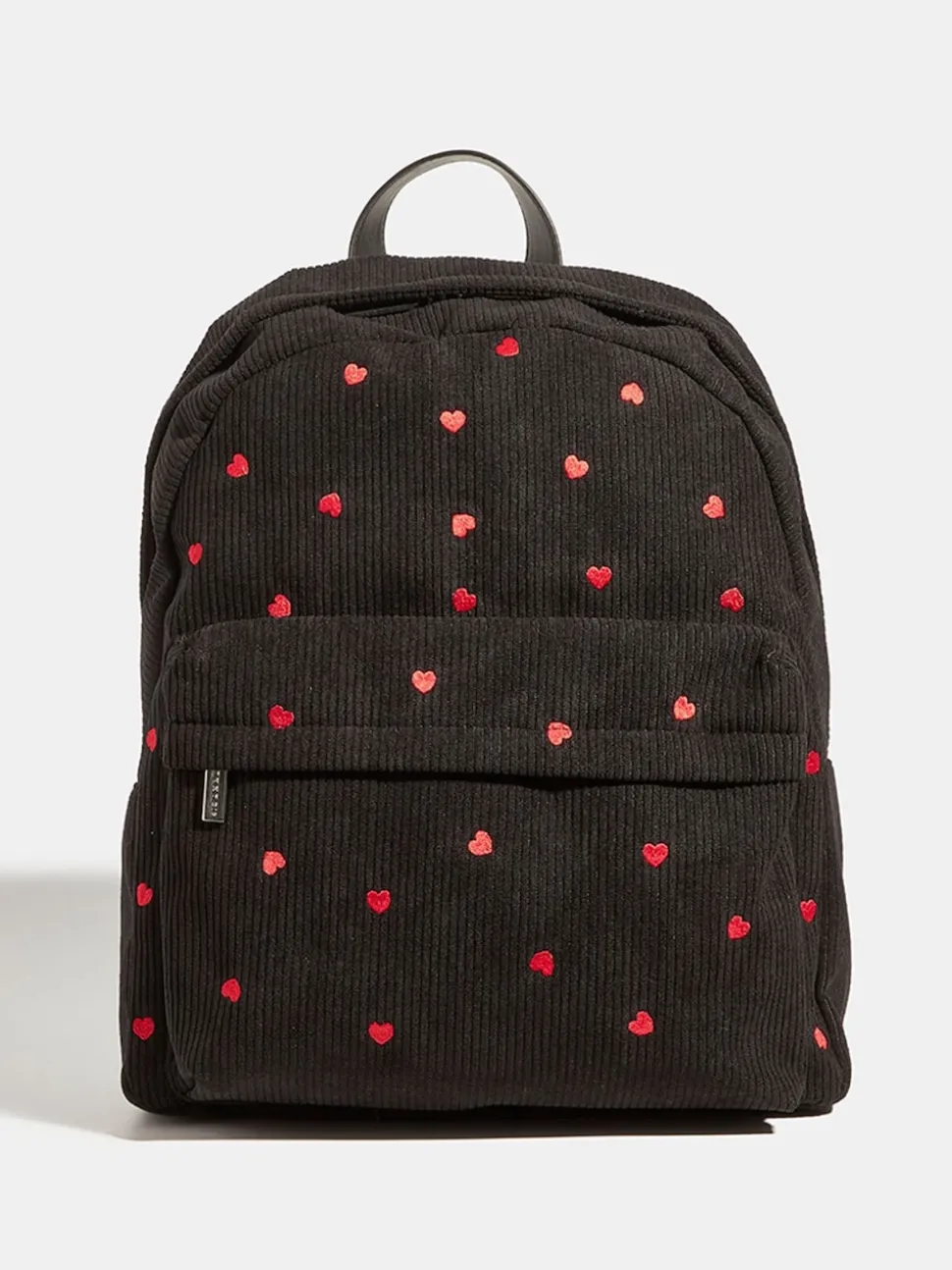 Skinnydip Black Red Ditsy Heart Print Embroidered Backpack