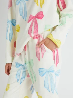 Skinnydip Pink Multicolour Bow Twosie Fleece Pyjamas Set