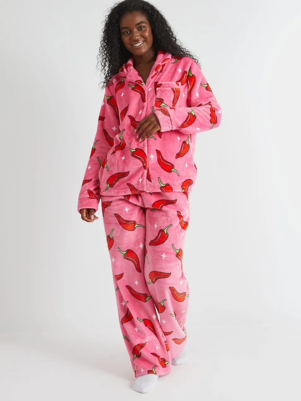 Skinnydip White Chilli Sparkle Twosie Fleece Pyjamas Set