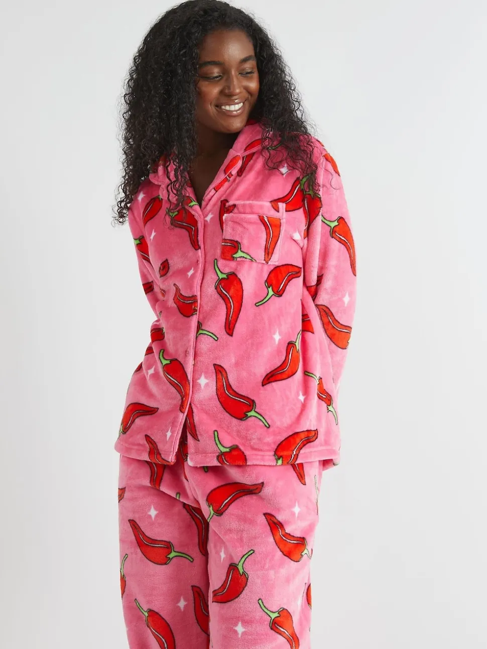 Skinnydip White Chilli Sparkle Twosie Fleece Pyjamas Set