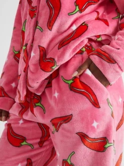 Skinnydip White Chilli Sparkle Twosie Fleece Pyjamas Set