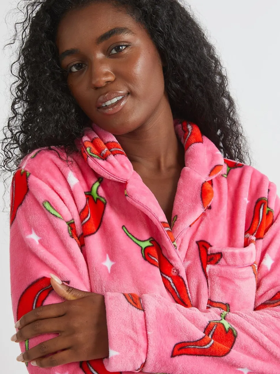 Skinnydip White Chilli Sparkle Twosie Fleece Pyjamas Set