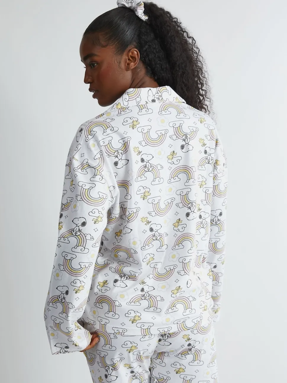 Skinnydip White Peanuts x Skinnydip Snoopy Rainbow Print Pyjama Set in Ecru