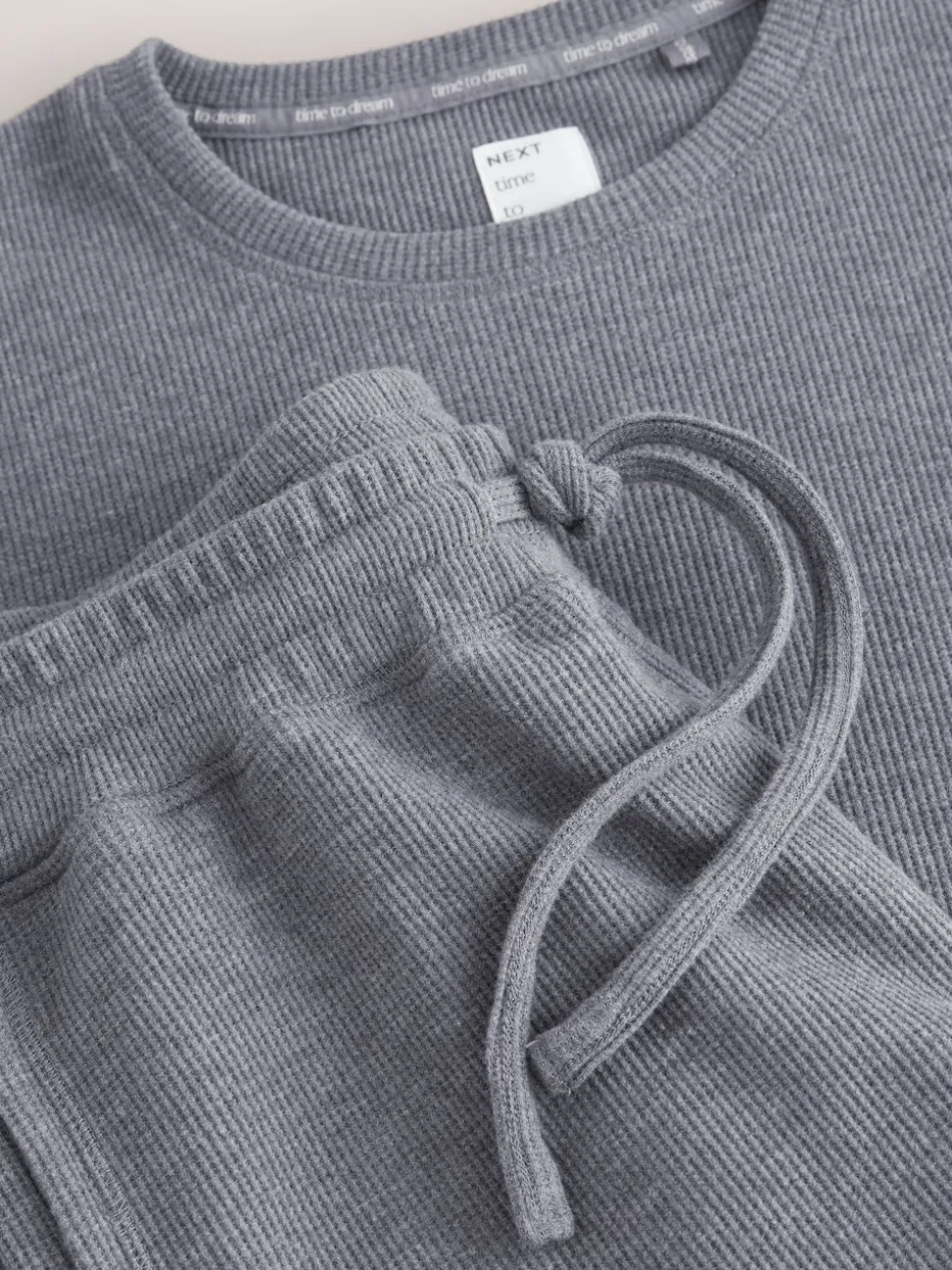 Slate Grey Cosy Waffle Long Sleeve Pyjamas