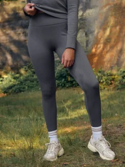Slate Grey Ribbed Seamless High Waist Leggings