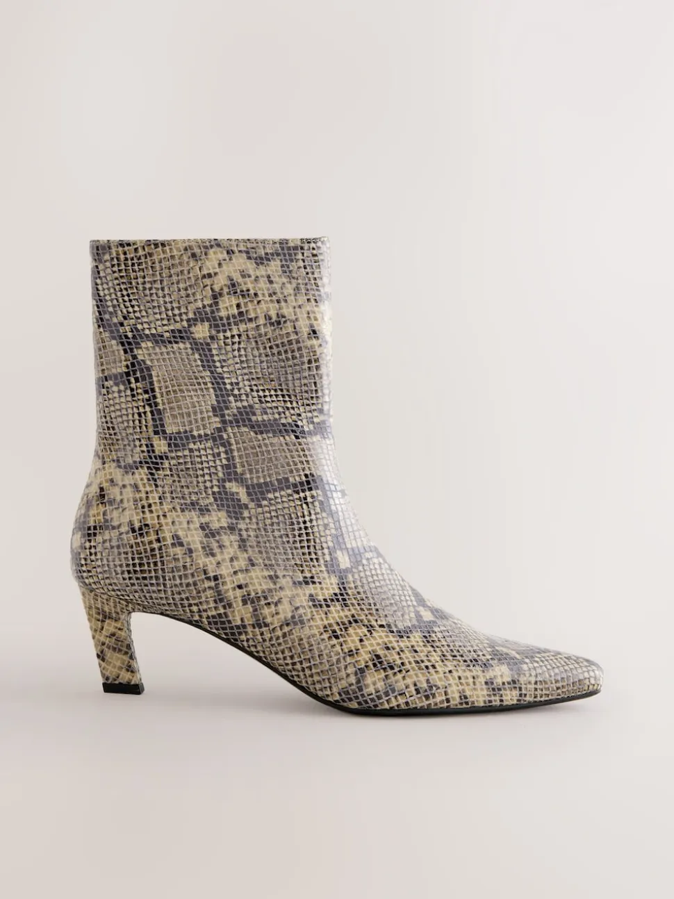 Snake Forever Comfort® Chisel Toe Heeled Ankle Boots