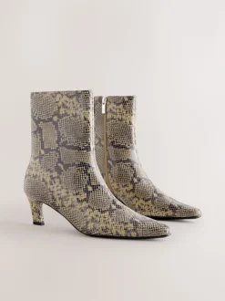 Snake Forever Comfort® Chisel Toe Heeled Ankle Boots