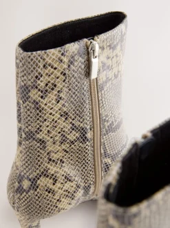 Snake Forever Comfort® Chisel Toe Heeled Ankle Boots