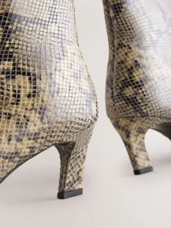Snake Forever Comfort® Chisel Toe Heeled Ankle Boots