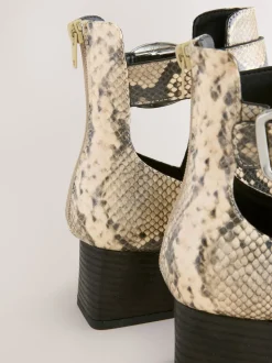 Snake Print Forever Comfort® Cut Out Buckle Detail Ankle Boots