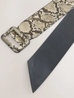 Snake Print PU Wide Belt