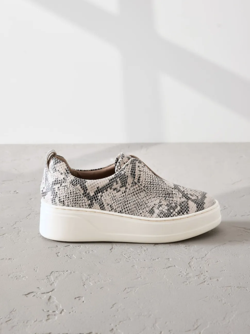 Snake Slip On Signature Leather Chunky Wedge Platform Trainers