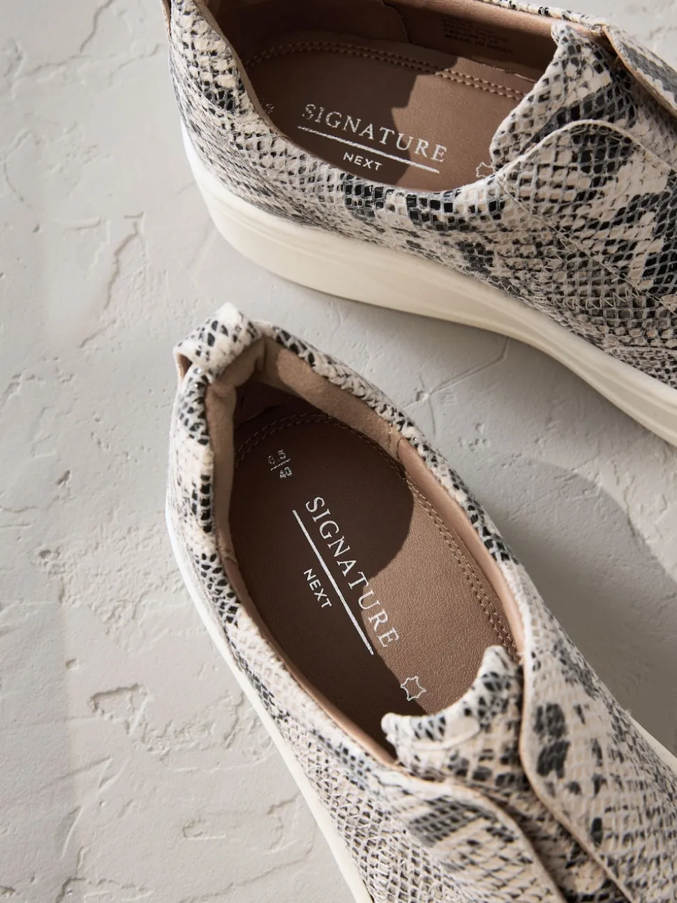 Snake Slip On Signature Leather Chunky Wedge Platform Trainers
