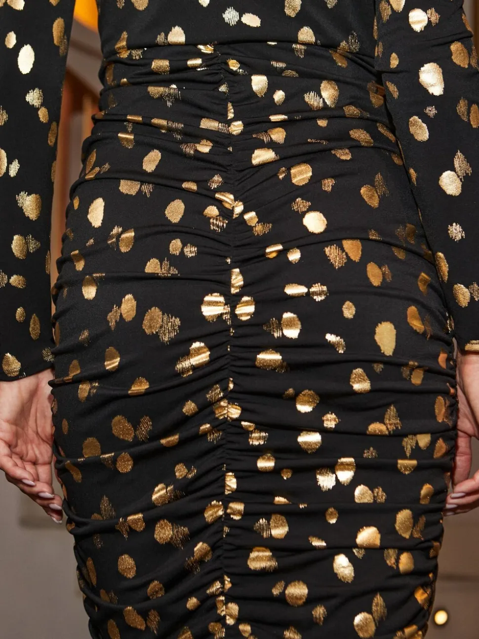 Sosandar Black Foil Print Pencil Dress