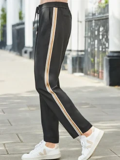 Sosandar Black Side Stripe Tapered Leg Trousers