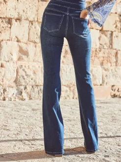Sosandar Dark Blue Contour Waist Kick Flare Jeans