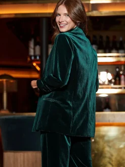 Sosandar Green Luxe Velvet Blazer