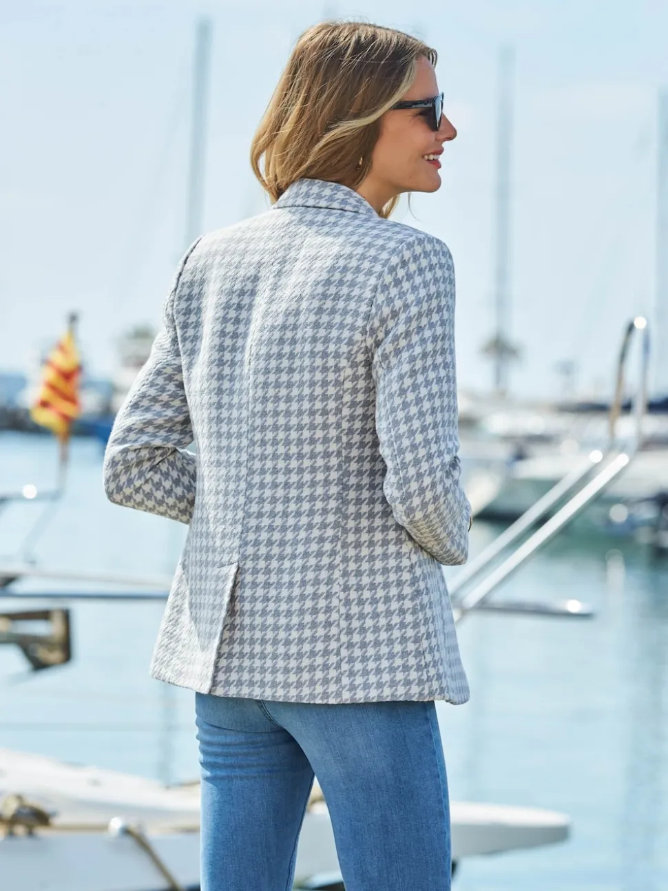 Sosandar Grey Gingham Dogtooth Blazer